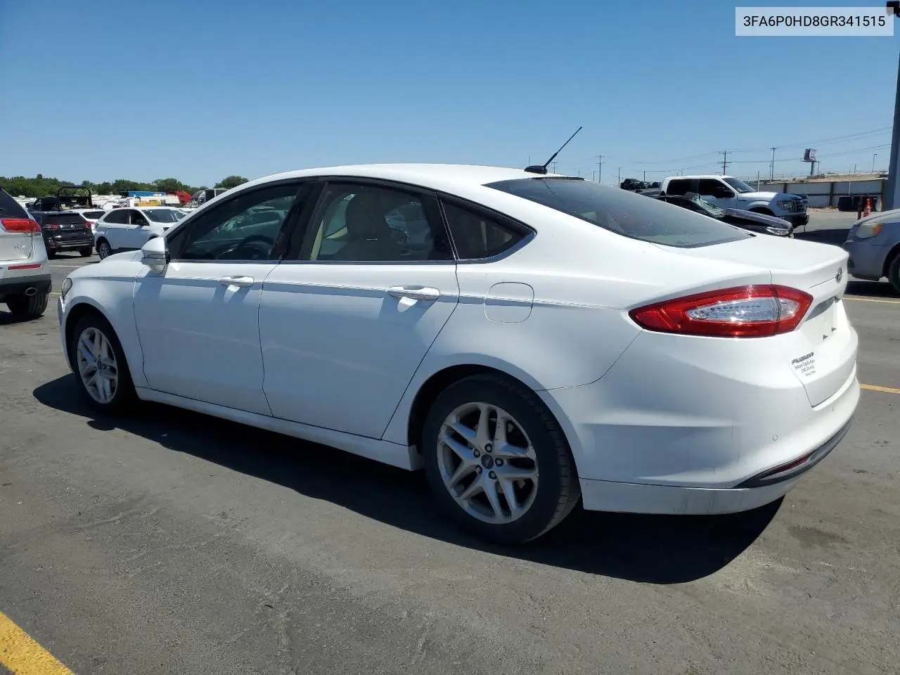 2016 Ford Fusion Se VIN: 3FA6P0HD8GR341515 Lot: 62317305