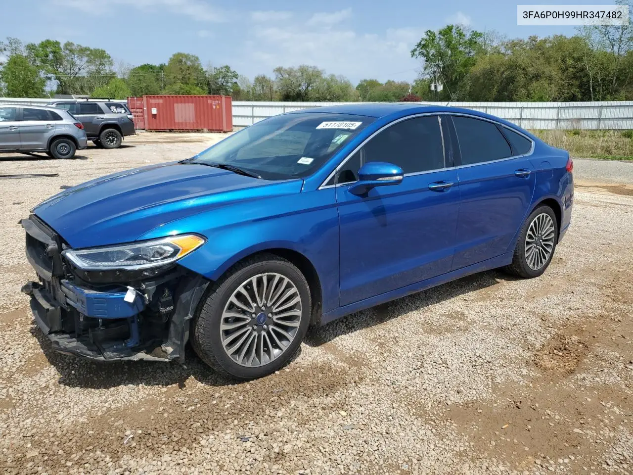 2017 Ford Fusion Se VIN: 3FA6P0H99HR347482 Lot: 51170105