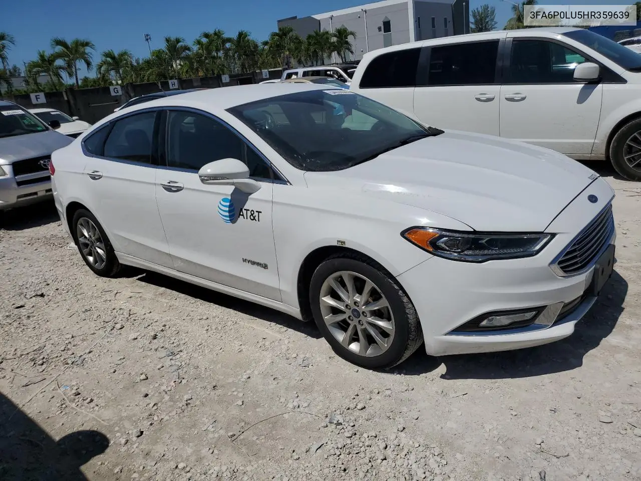 2017 Ford Fusion Se Hybrid VIN: 3FA6P0LU5HR359639 Lot: 54039385