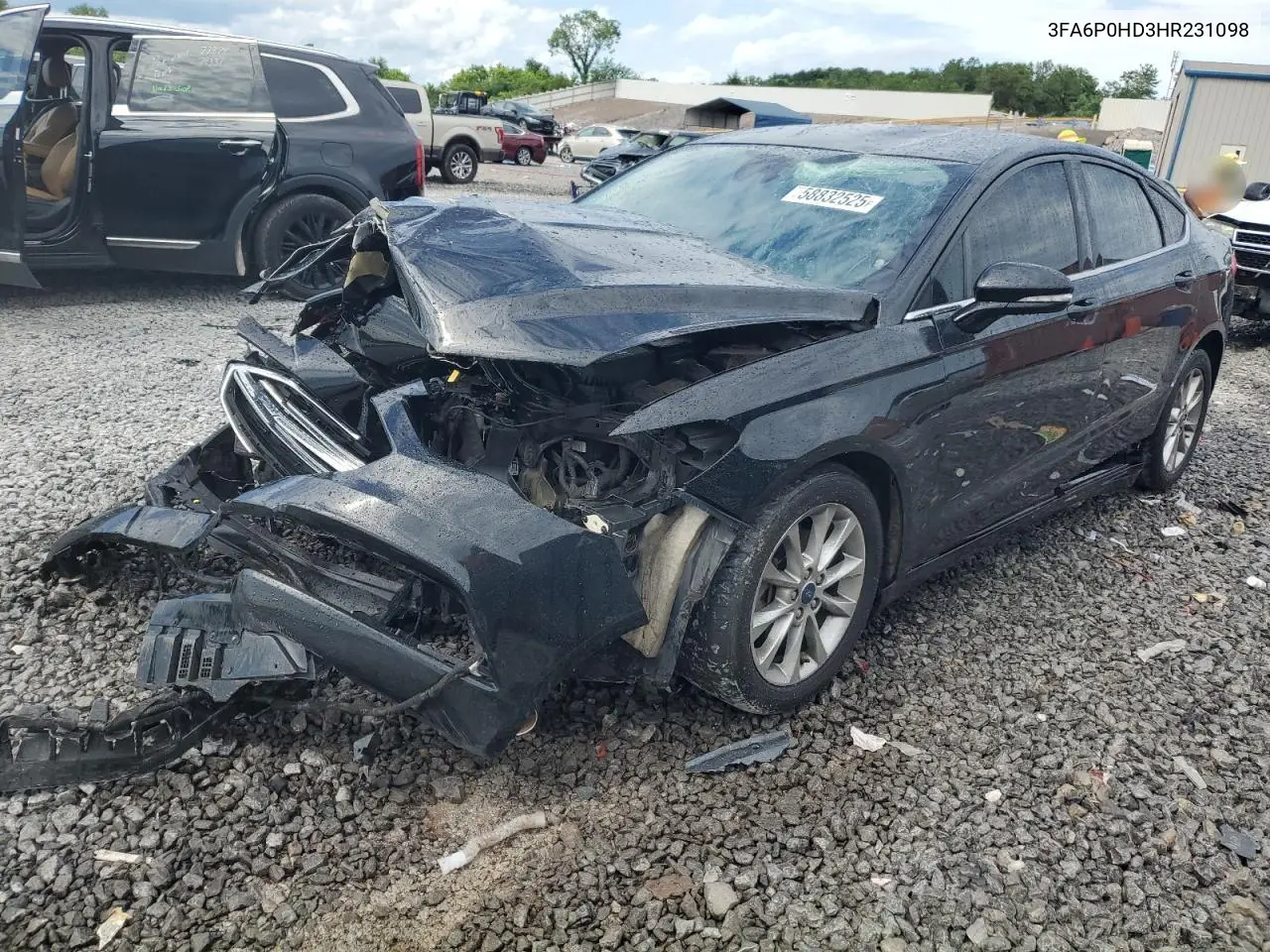 2017 Ford Fusion Se VIN: 3FA6P0HD3HR231098 Lot: 58832525