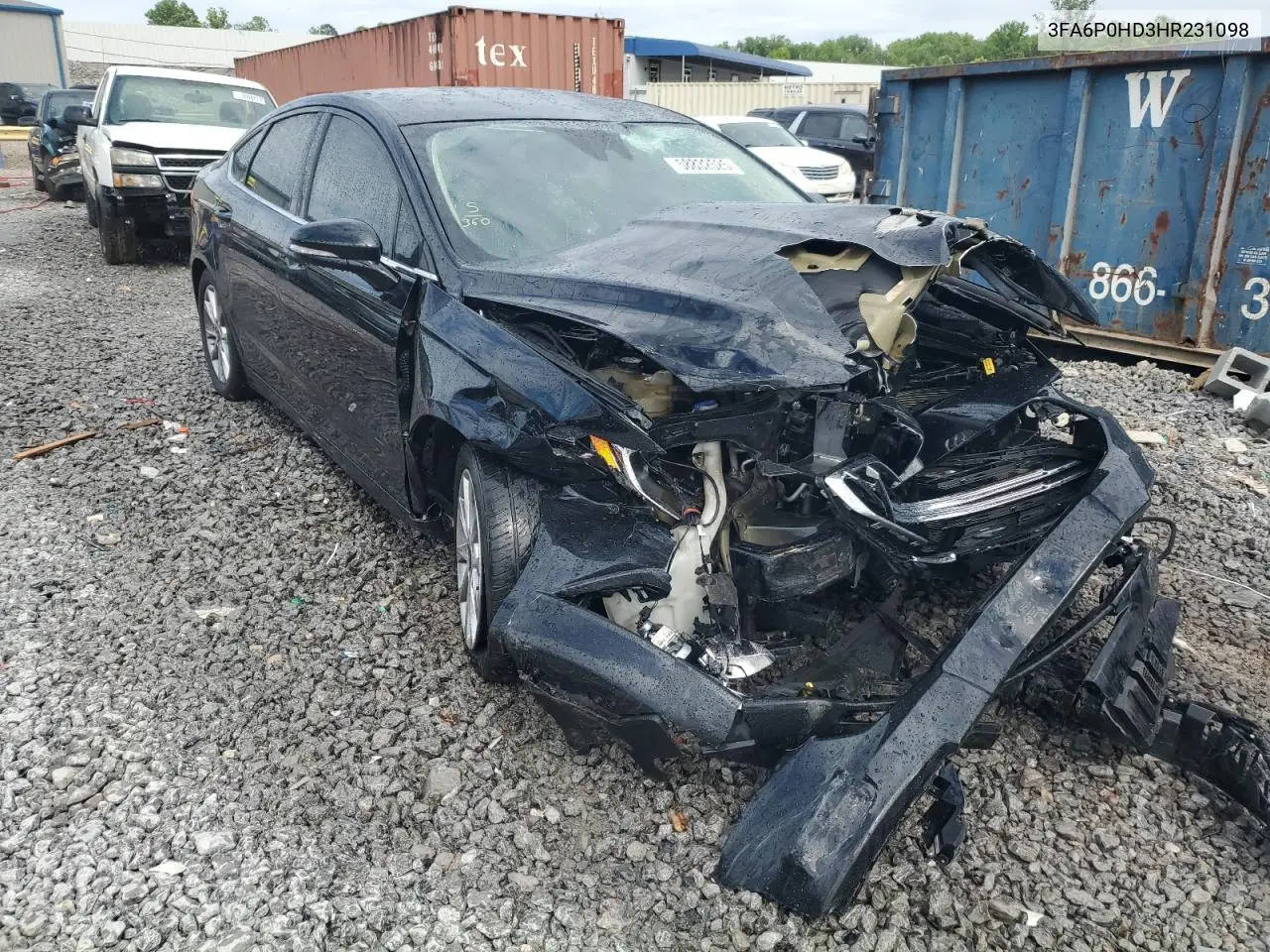 2017 Ford Fusion Se VIN: 3FA6P0HD3HR231098 Lot: 58832525