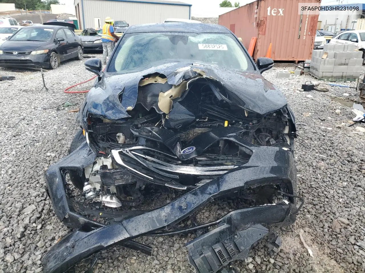 2017 Ford Fusion Se VIN: 3FA6P0HD3HR231098 Lot: 58832525