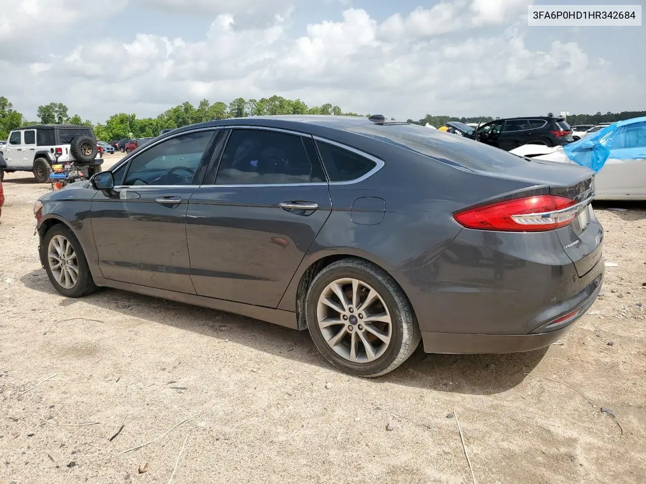 2017 Ford Fusion Se VIN: 3FA6P0HD1HR342684 Lot: 61636185