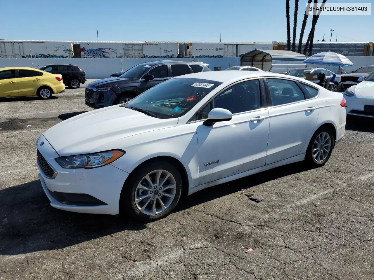 2017 Ford Fusion Se Hybrid VIN: 3FA6P0LU9HR381403 Lot: 62651445