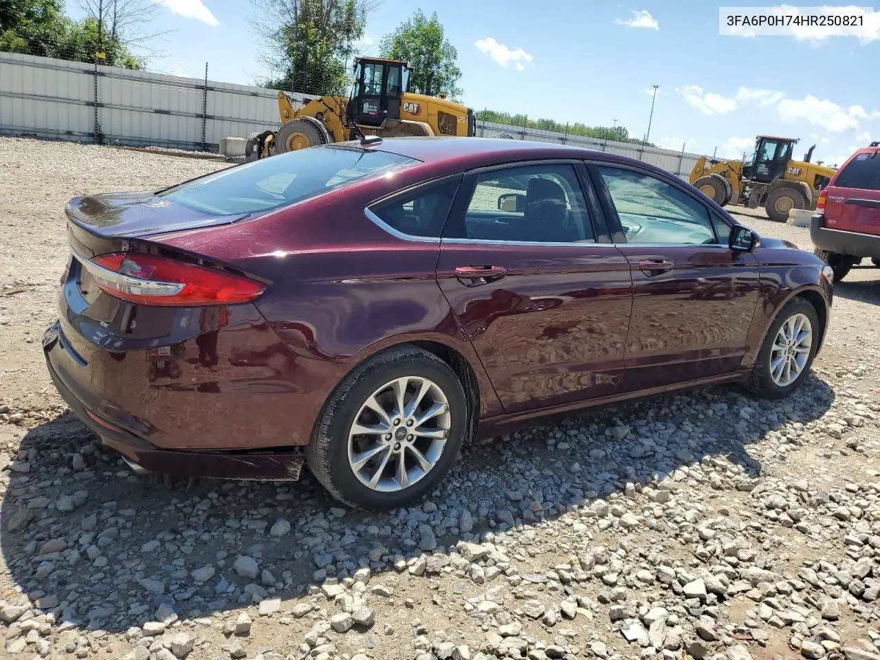 2017 Ford Fusion Se VIN: 3FA6P0H74HR250821 Lot: 62937965
