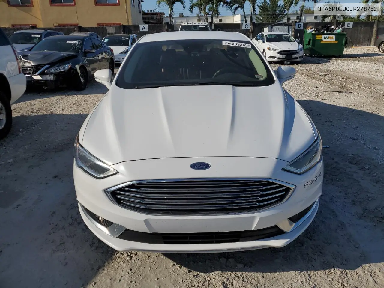 2018 Ford Fusion Se Hybrid VIN: 3FA6P0LU0JR278750 Lot: 54039345