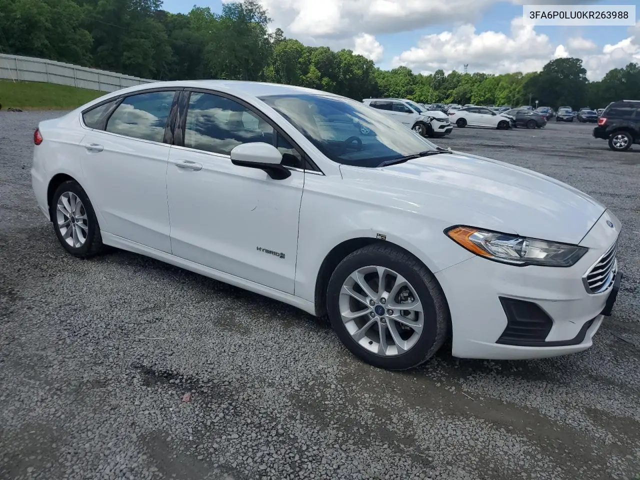 2019 Ford Fusion Se VIN: 3FA6P0LU0KR263988 Lot: 54024855