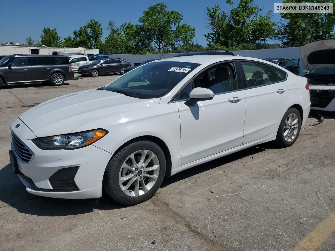 2019 Ford Fusion Se VIN: 3FA6P0HD3KR148343 Lot: 56349195