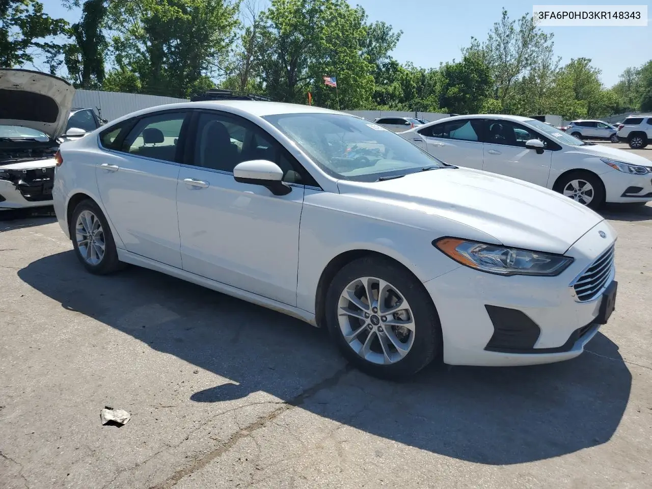 2019 Ford Fusion Se VIN: 3FA6P0HD3KR148343 Lot: 56349195
