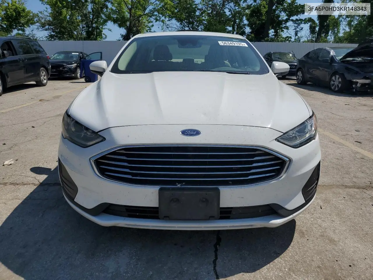 2019 Ford Fusion Se VIN: 3FA6P0HD3KR148343 Lot: 56349195