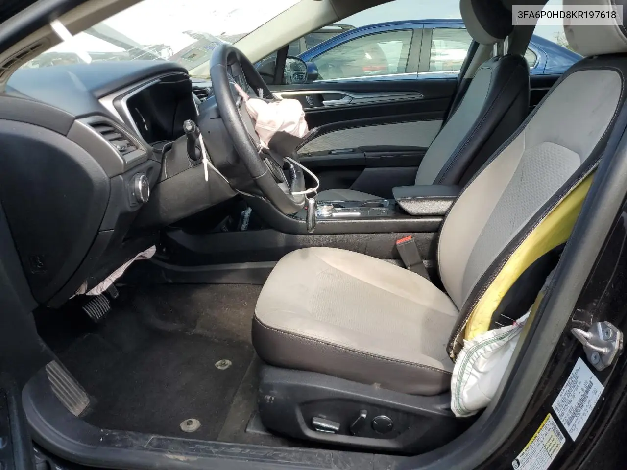 2019 Ford Fusion Se VIN: 3FA6P0HD8KR197618 Lot: 56589685