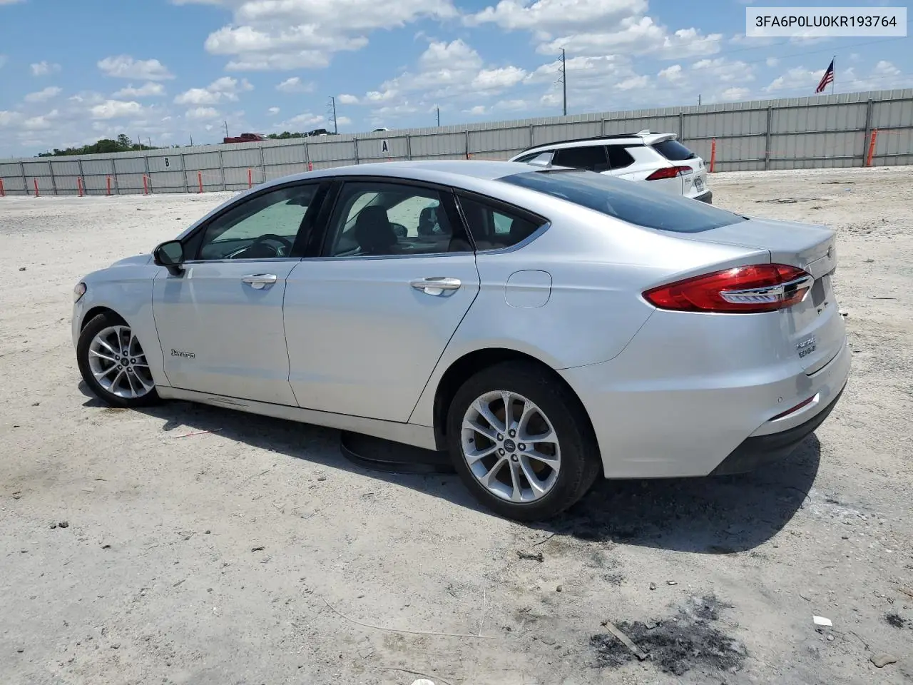 2019 Ford Fusion Se VIN: 3FA6P0LU0KR193764 Lot: 57050085