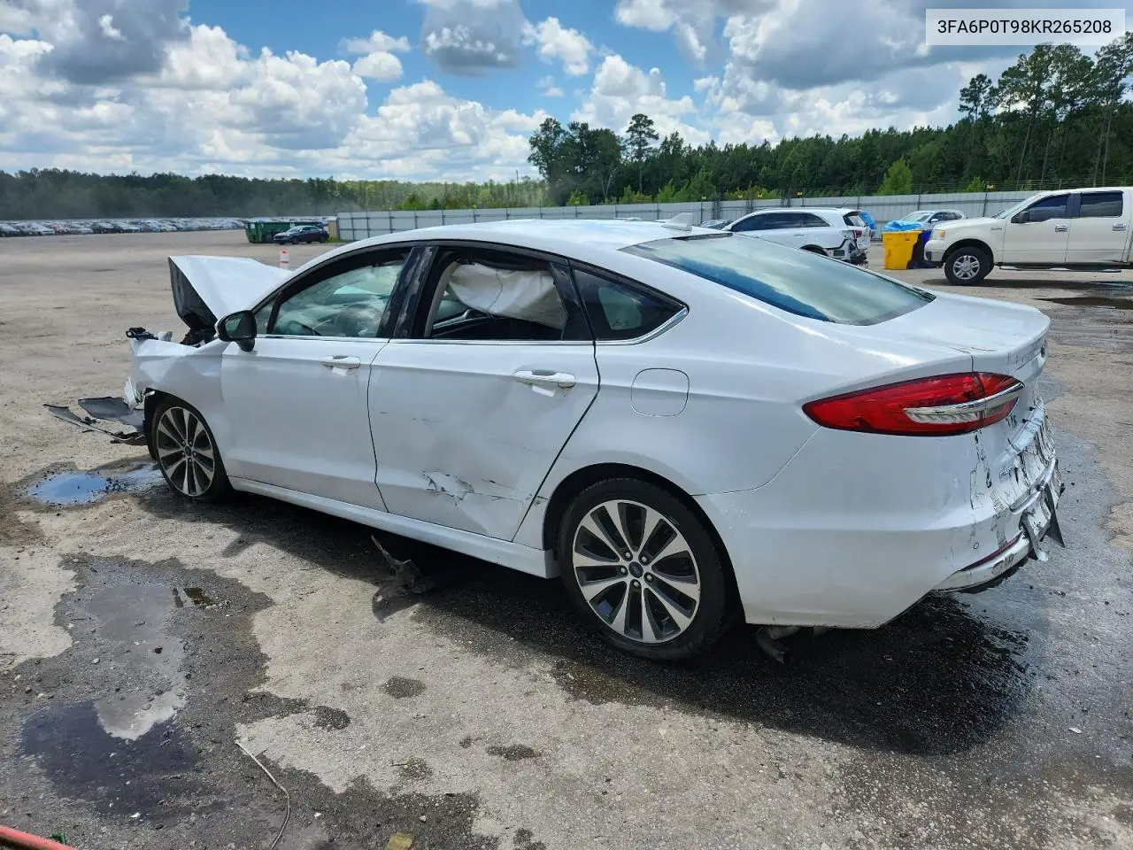 2019 Ford Fusion Se VIN: 3FA6P0T98KR265208 Lot: 62503185