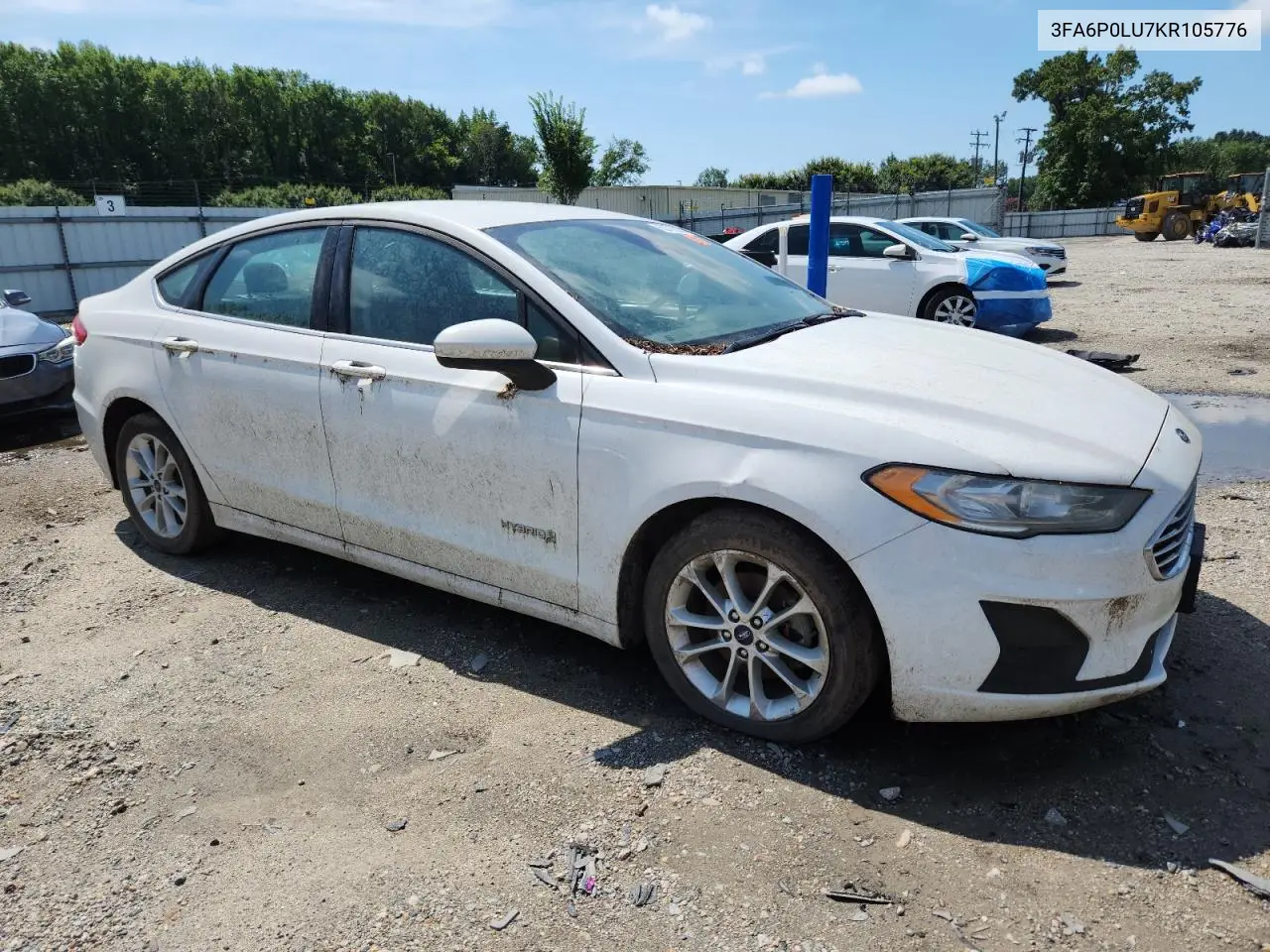 2019 Ford Fusion Se VIN: 3FA6P0LU7KR105776 Lot: 65279205