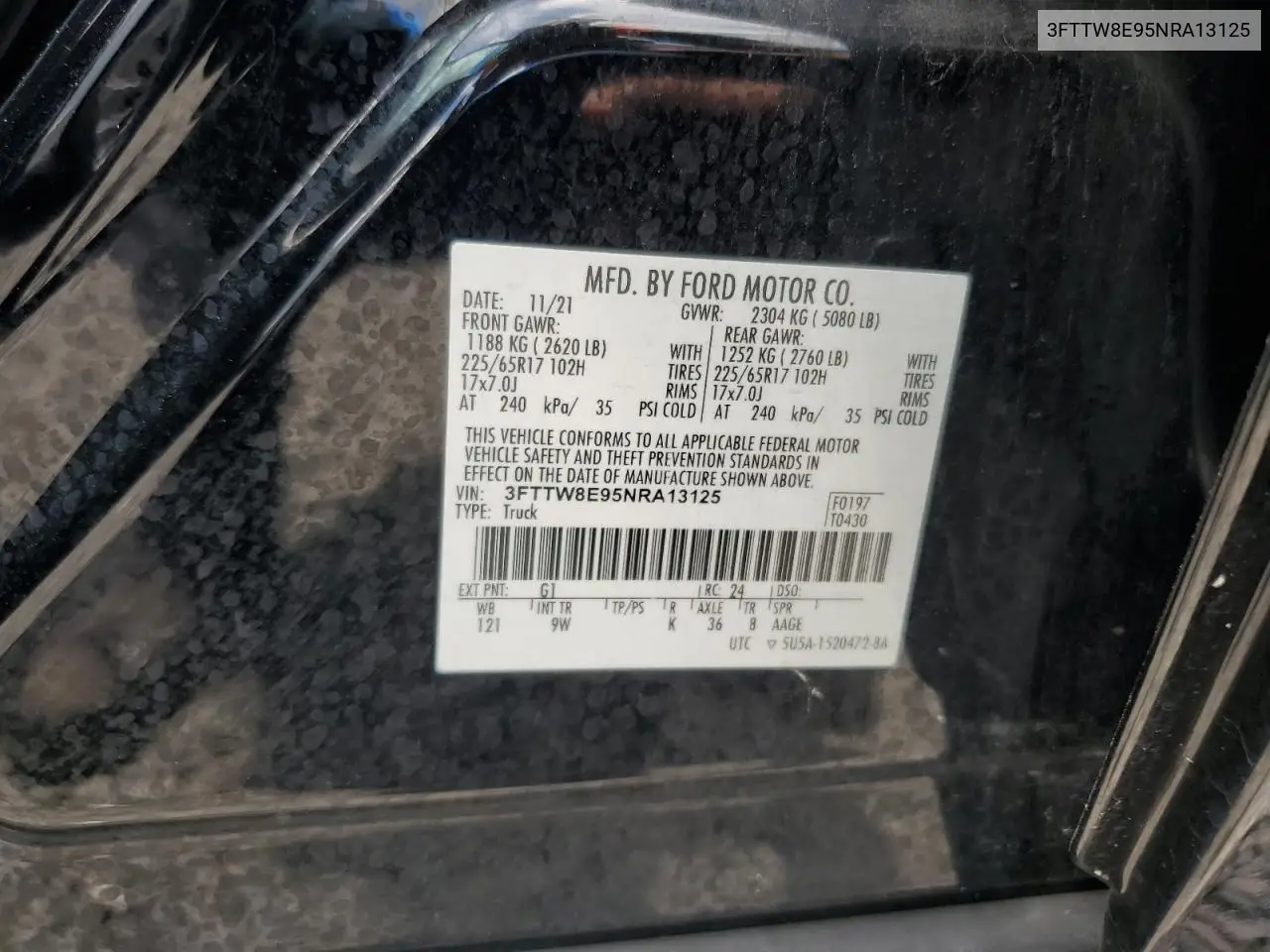 2022 Ford Maverick Xl VIN: 3FTTW8E95NRA13125 Lot: 62498725