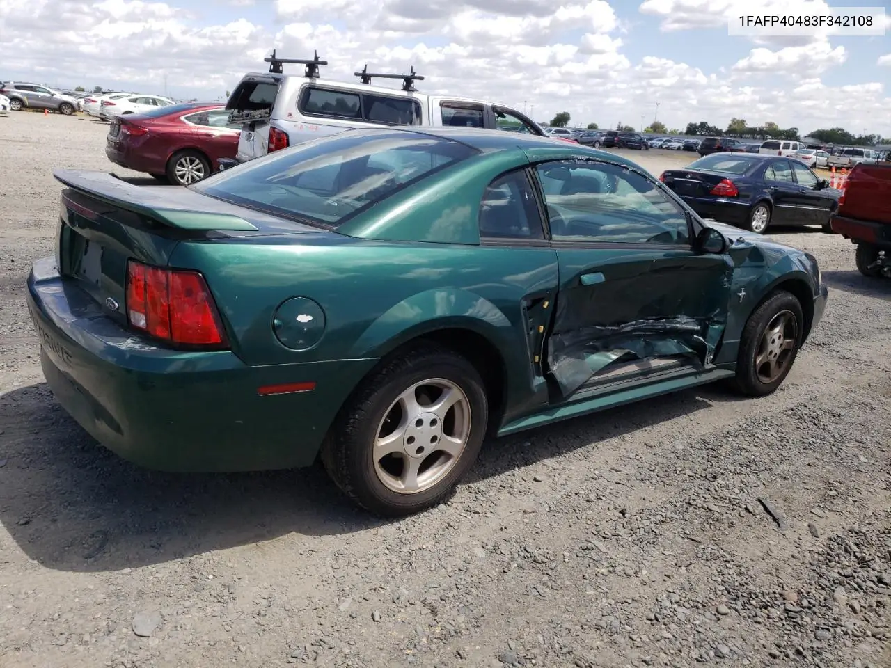 2003 Ford Mustang VIN: 1FAFP40483F342108 Lot: 56752855