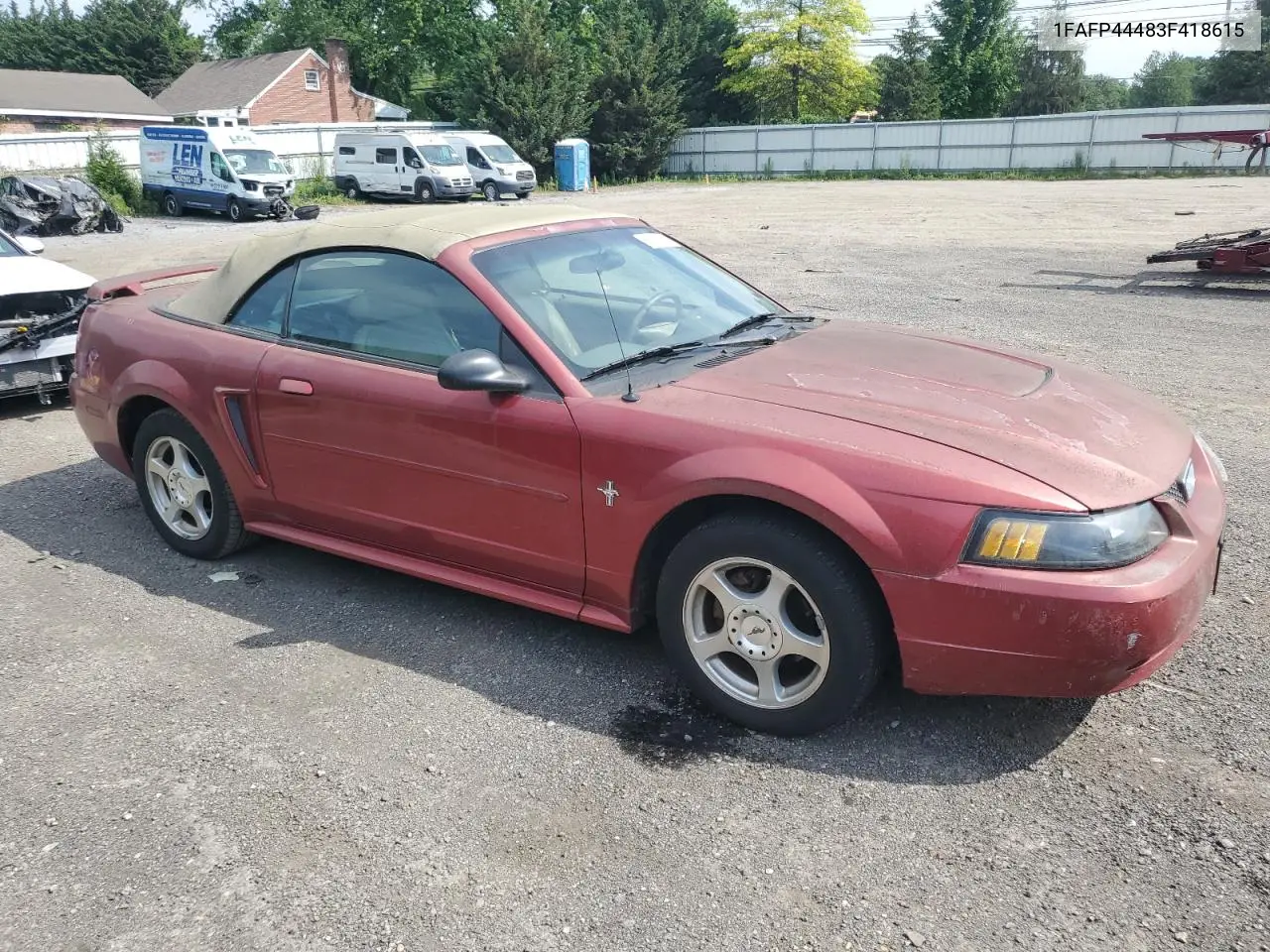 2003 Ford Mustang VIN: 1FAFP44483F418615 Lot: 63179585
