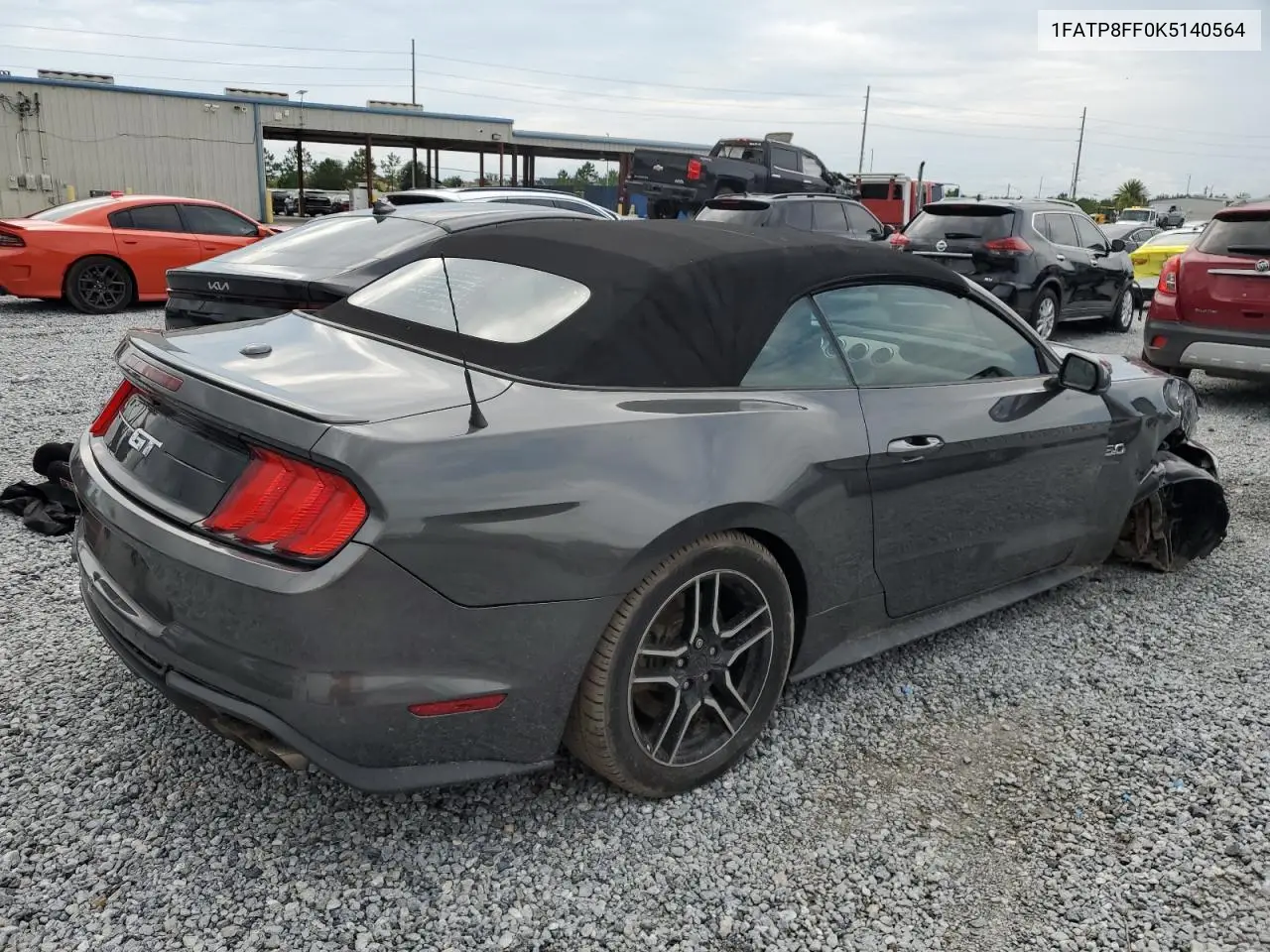 2019 Ford Mustang Gt VIN: 1FATP8FF0K5140564 Lot: 64838615
