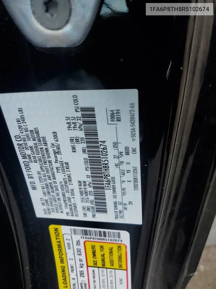 1FA6P8TH8R5102674 2024 Ford Mustang