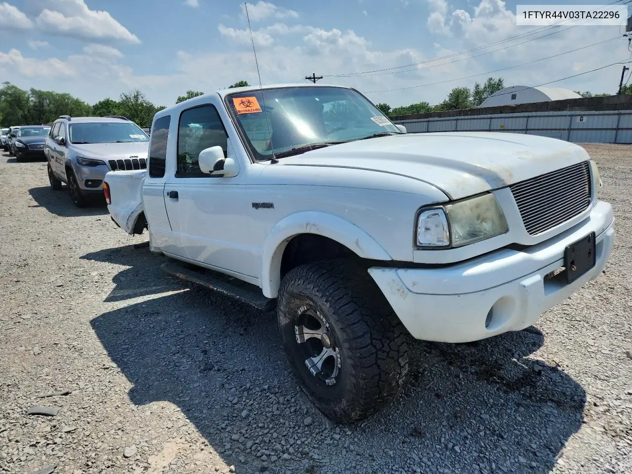 2003 Ford Ranger Super Cab VIN: 1FTYR44V03TA22296 Lot: 62368375