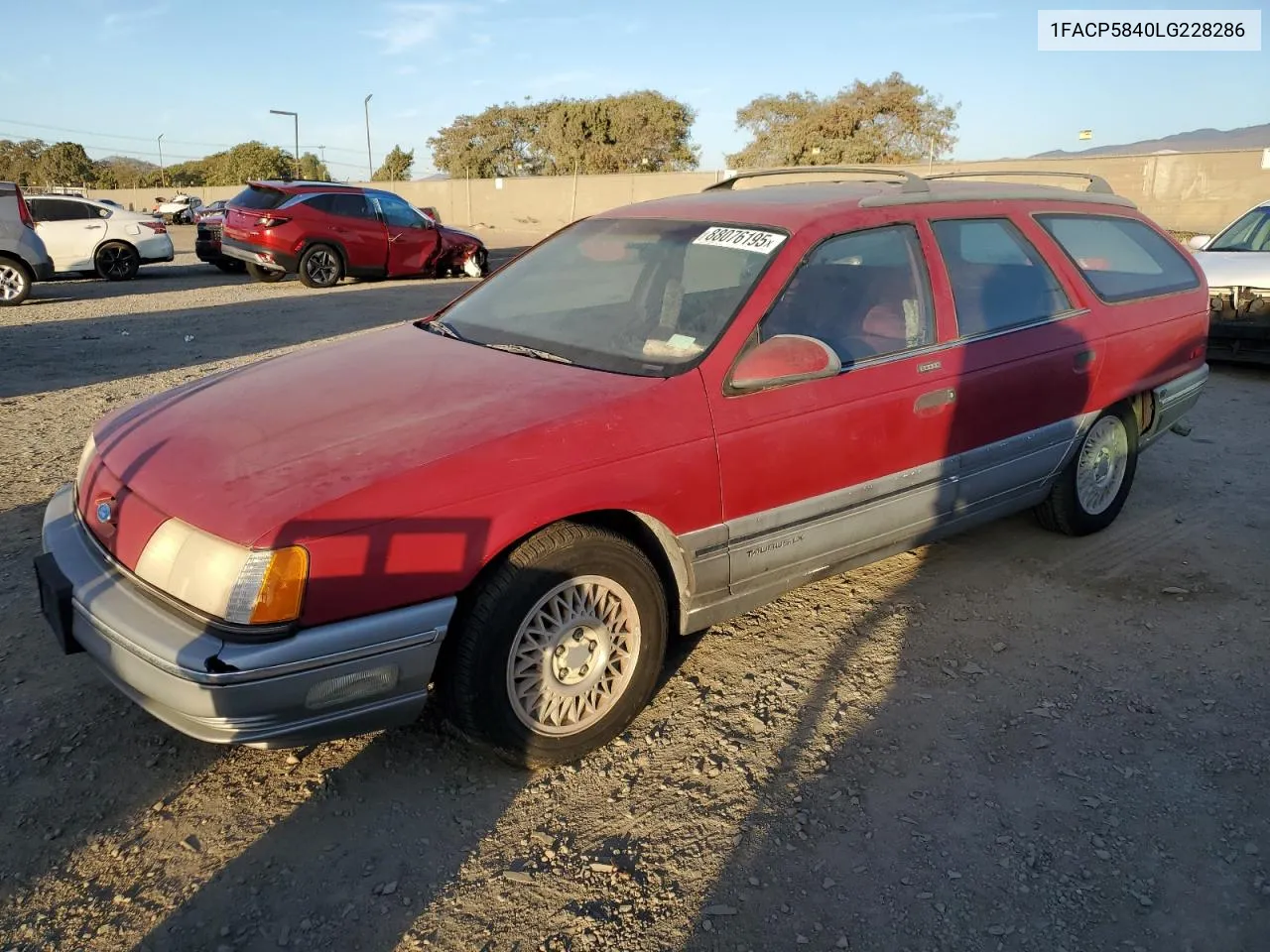 1990 Ford Taurus Lx VIN: 1FACP5840LG228286 Lot: 88076195