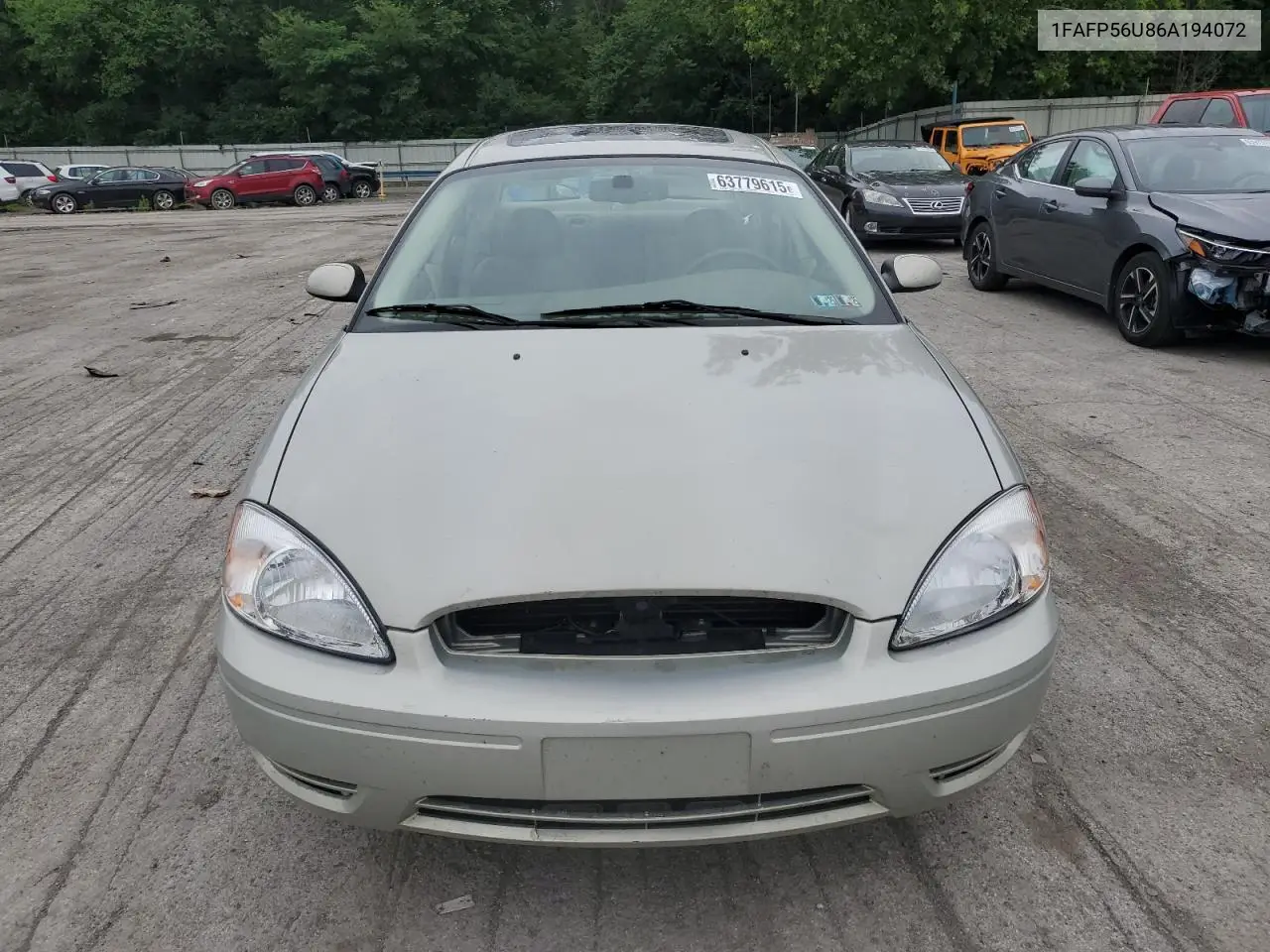 2006 Ford Taurus Sel VIN: 1FAFP56U86A194072 Lot: 63779615
