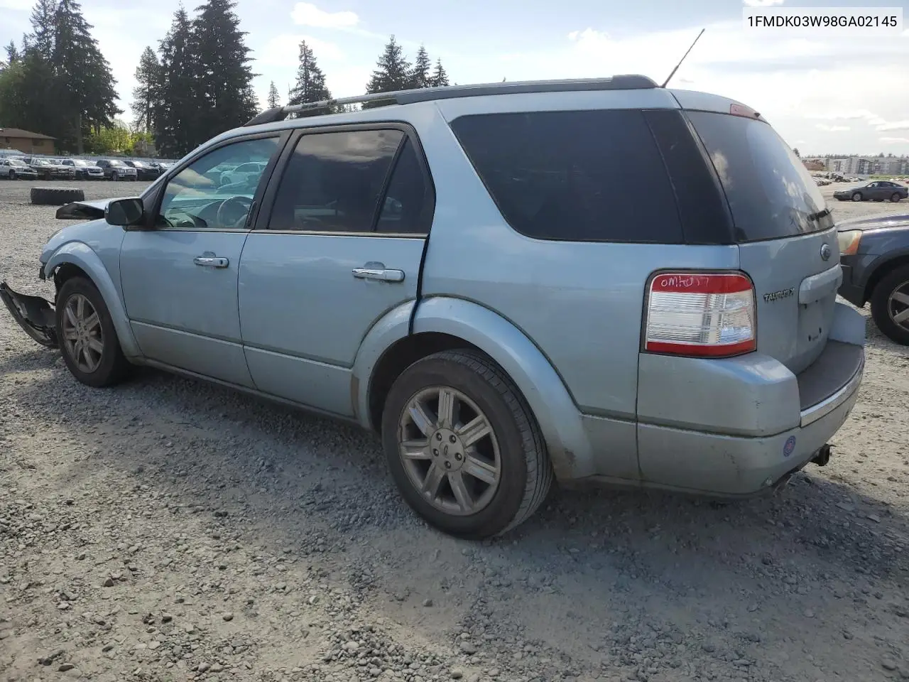 2008 Ford Taurus X Limited VIN: 1FMDK03W98GA02145 Lot: 56323005