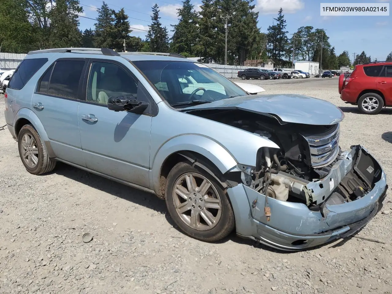 2008 Ford Taurus X Limited VIN: 1FMDK03W98GA02145 Lot: 56323005