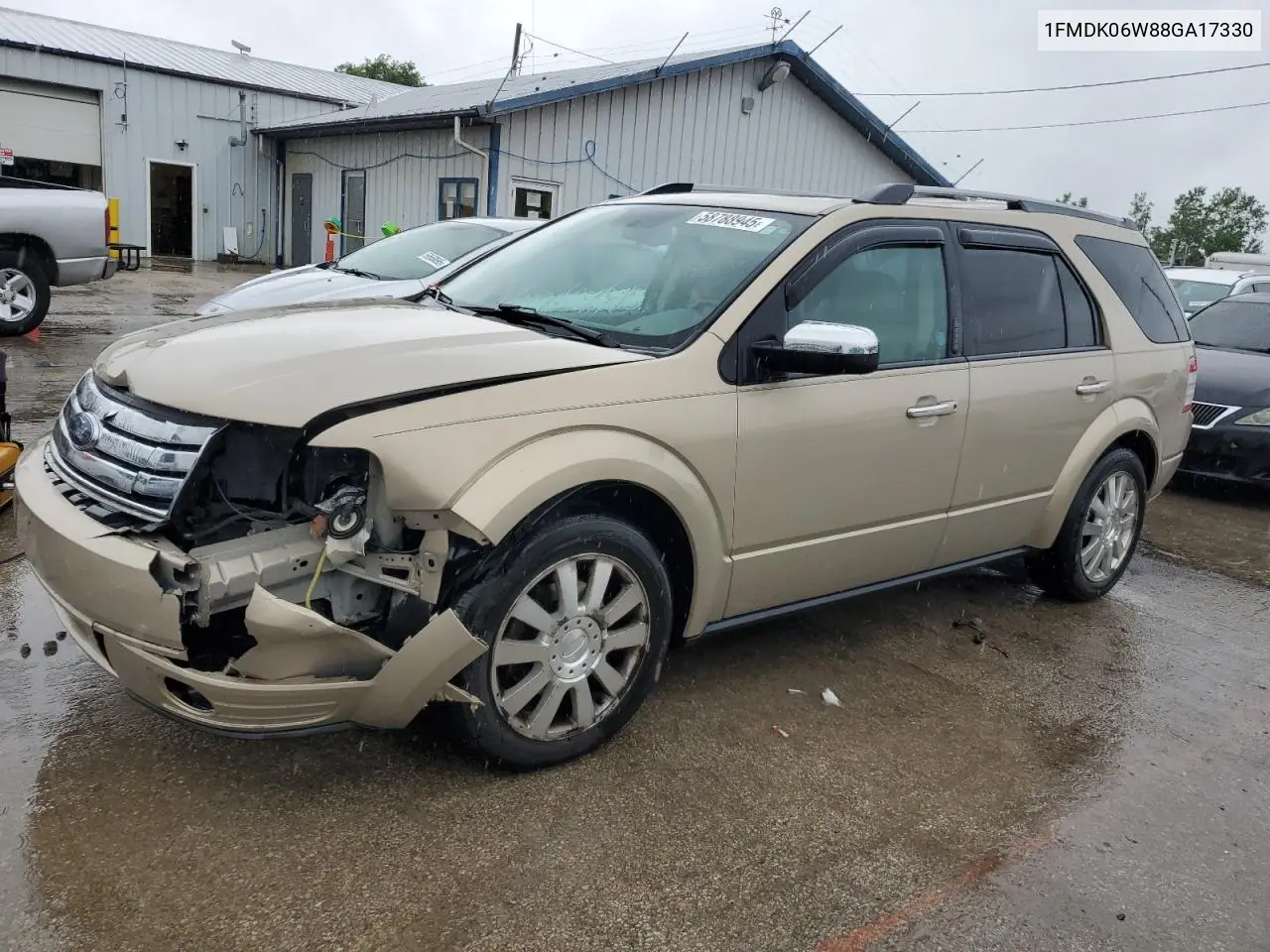2008 Ford Taurus X Limited VIN: 1FMDK06W88GA17330 Lot: 58788945