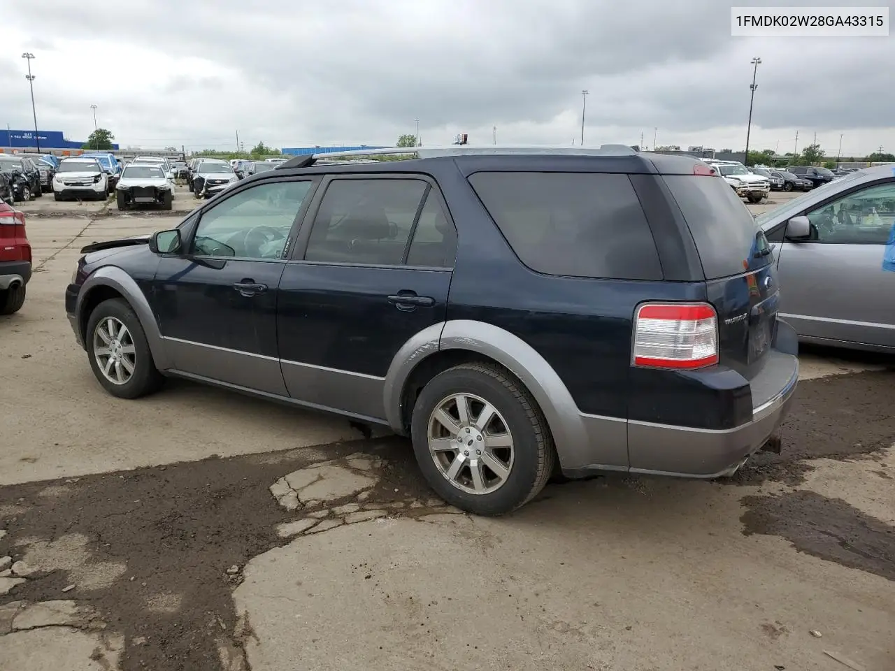 2008 Ford Taurus X Sel VIN: 1FMDK02W28GA43315 Lot: 59007055