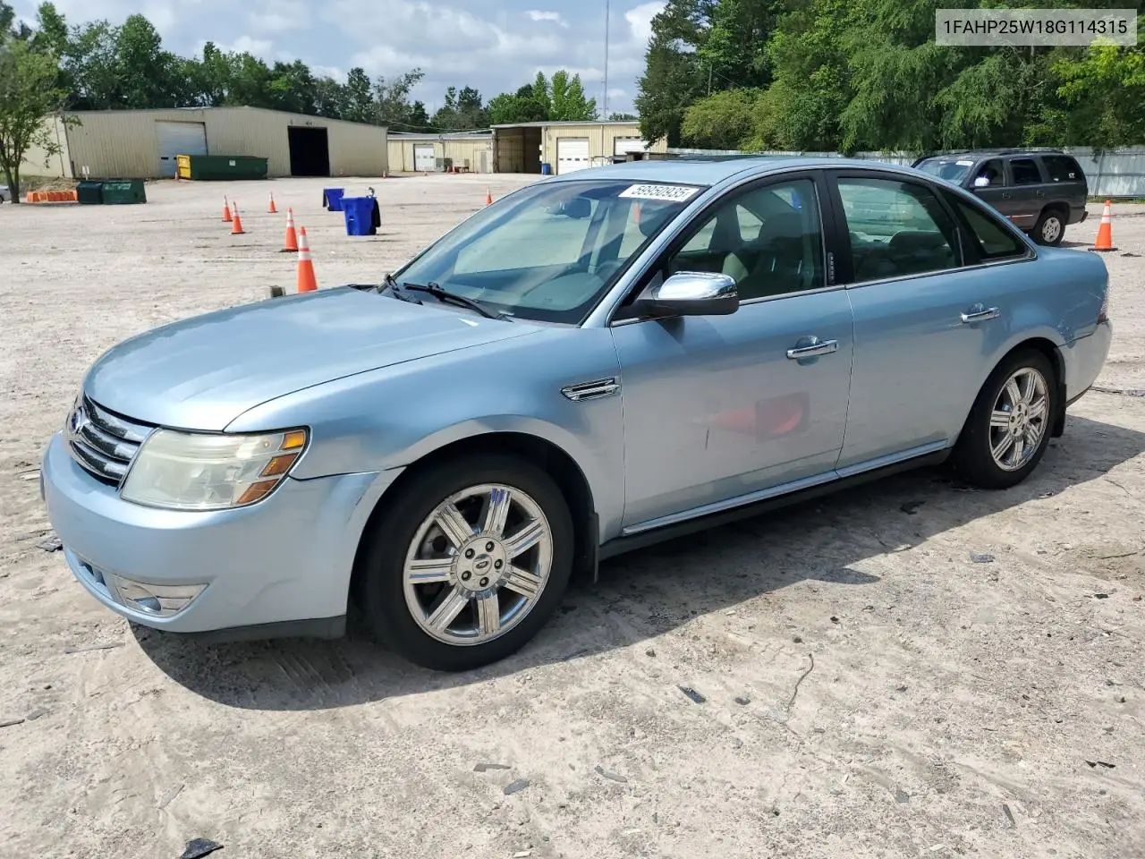 2008 Ford Taurus Limited VIN: 1FAHP25W18G114315 Lot: 59950935