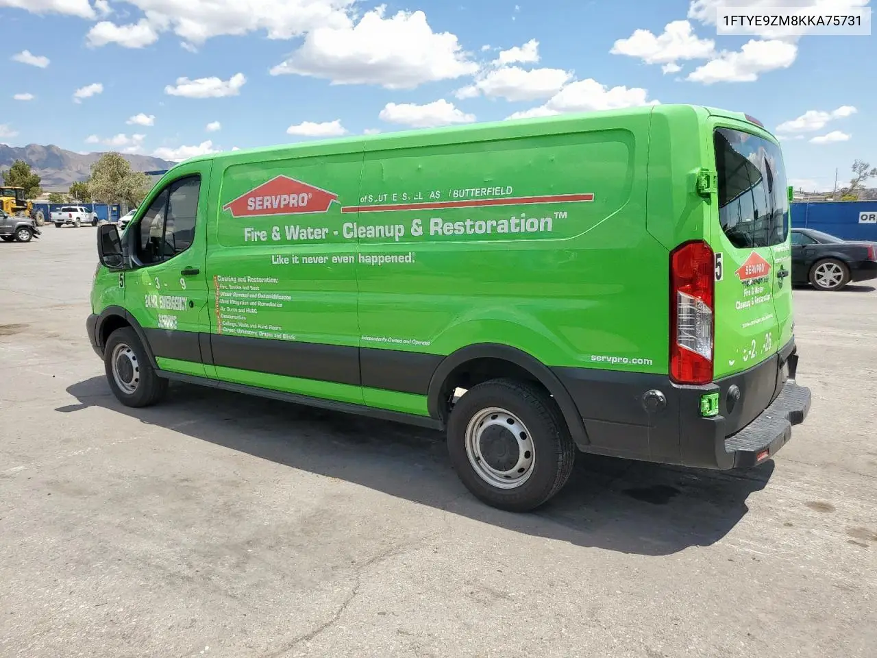 2019 Ford Transit T-150 VIN: 1FTYE9ZM8KKA75731 Lot: 63034325