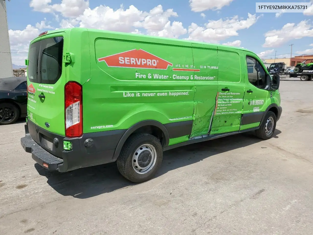 2019 Ford Transit T-150 VIN: 1FTYE9ZM8KKA75731 Lot: 63034325
