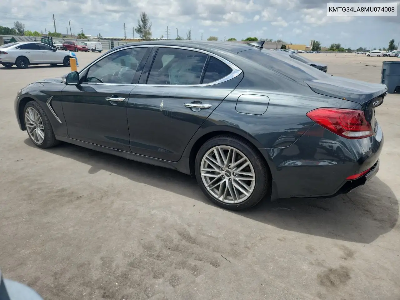 2021 Genesis G70 Elite VIN: KMTG34LA8MU074008 Lot: 62692345