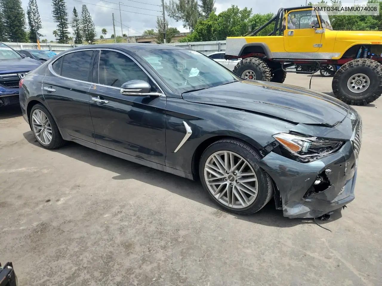 2021 Genesis G70 Elite VIN: KMTG34LA8MU074008 Lot: 62692345