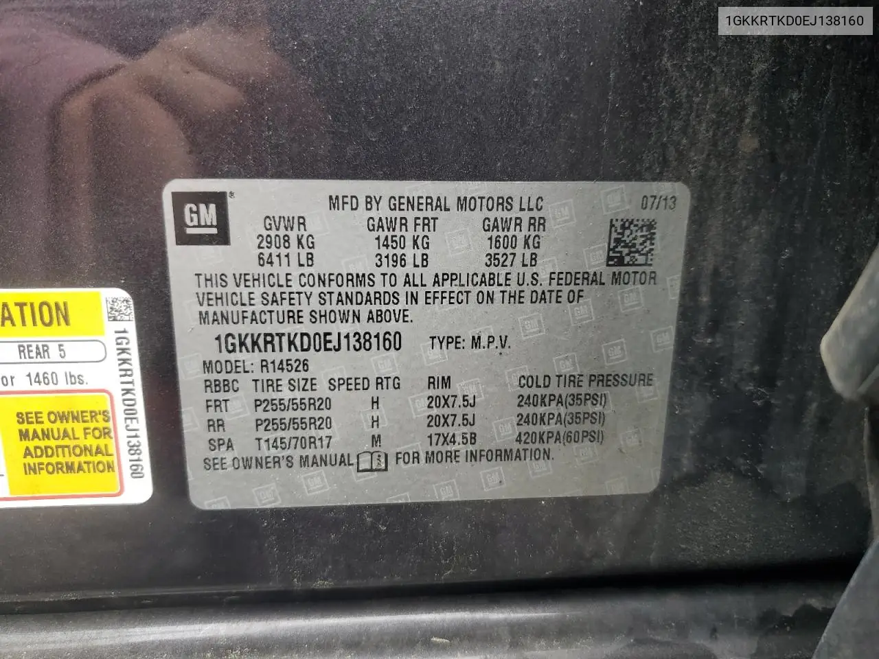 2014 GMC Acadia Denali VIN: 1GKKRTKD0EJ138160 Lot: 62675295