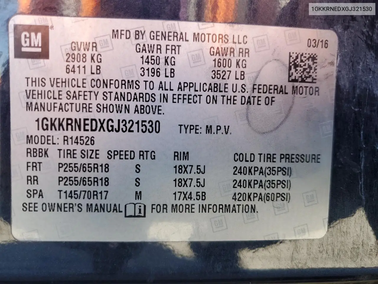 2016 GMC Acadia Sle VIN: 1GKKRNEDXGJ321530 Lot: 56961705