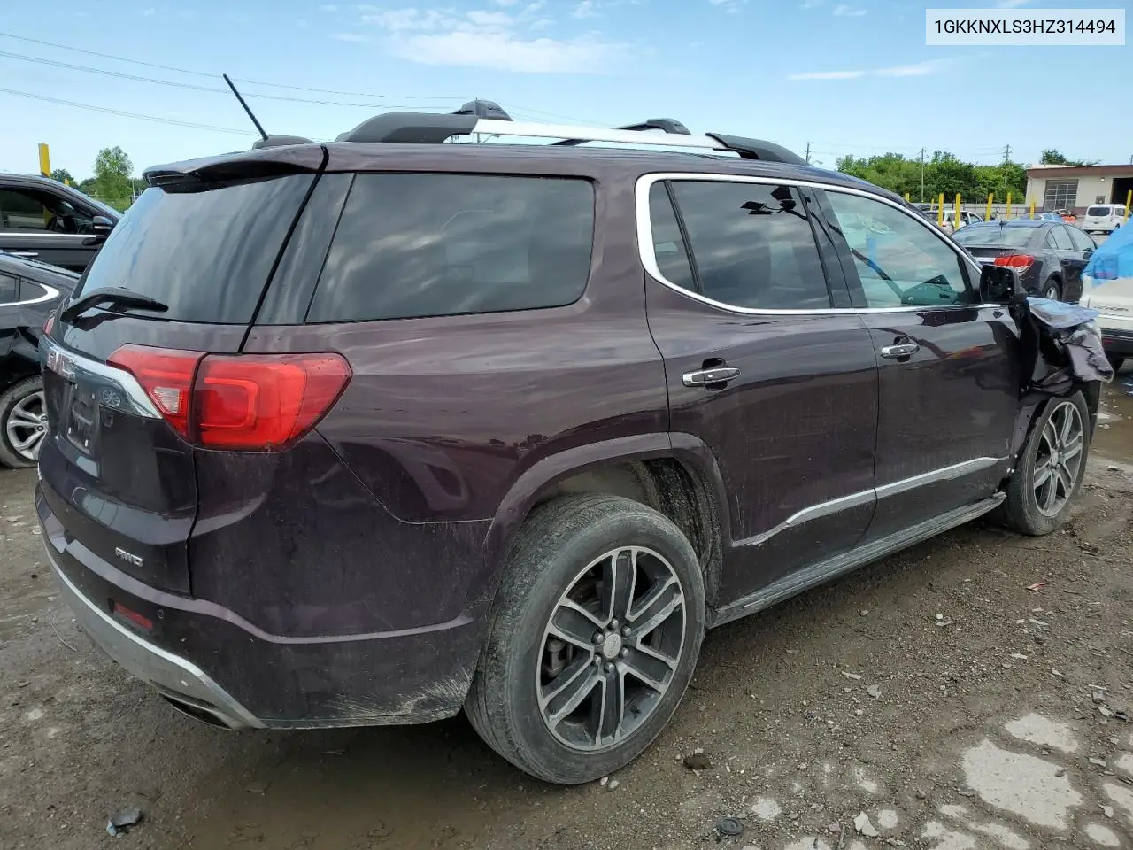 2017 GMC Acadia Denali VIN: 1GKKNXLS3HZ314494 Lot: 62614435