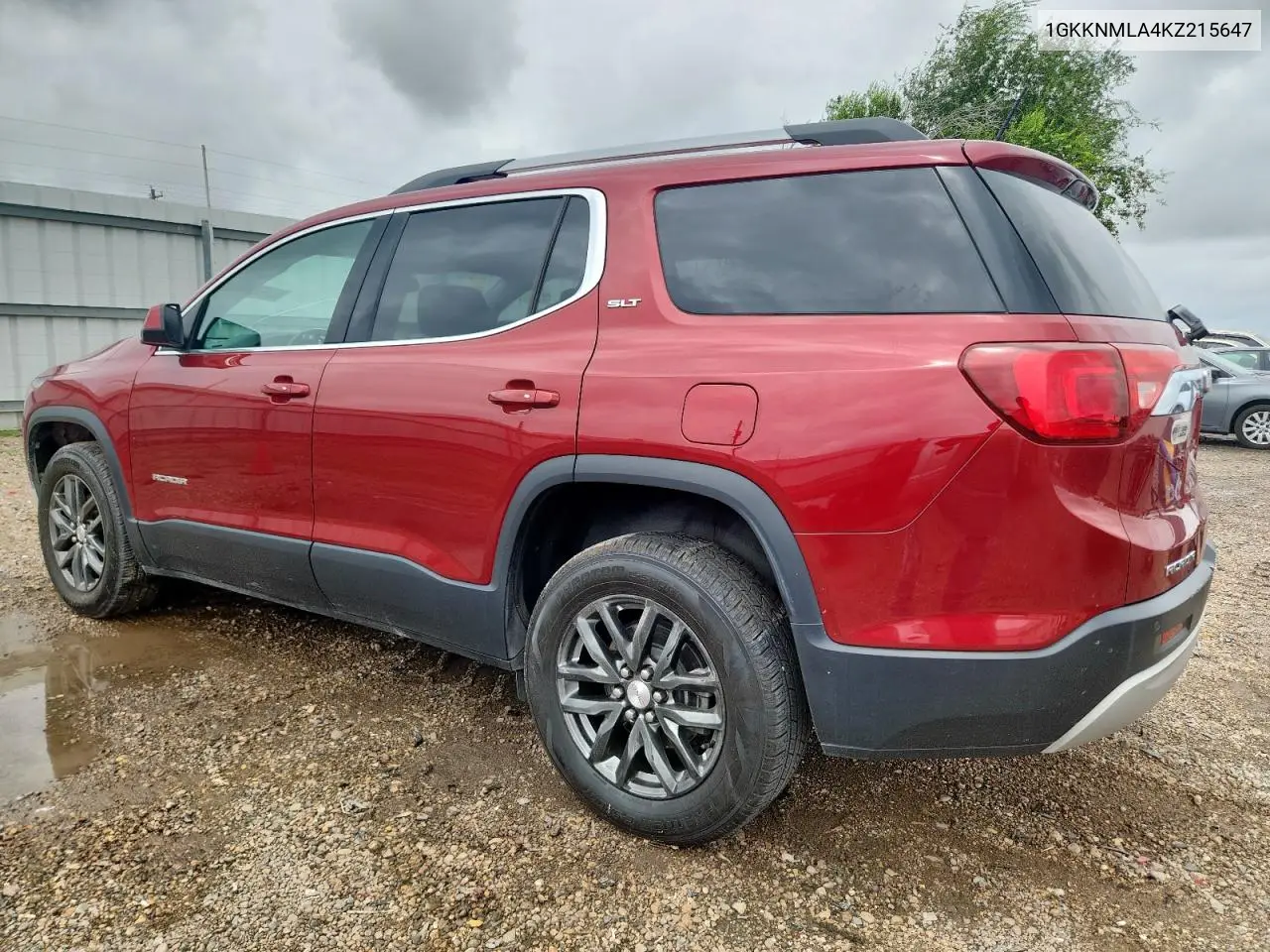 2019 GMC Acadia Slt-1 VIN: 1GKKNMLA4KZ215647 Lot: 63092495
