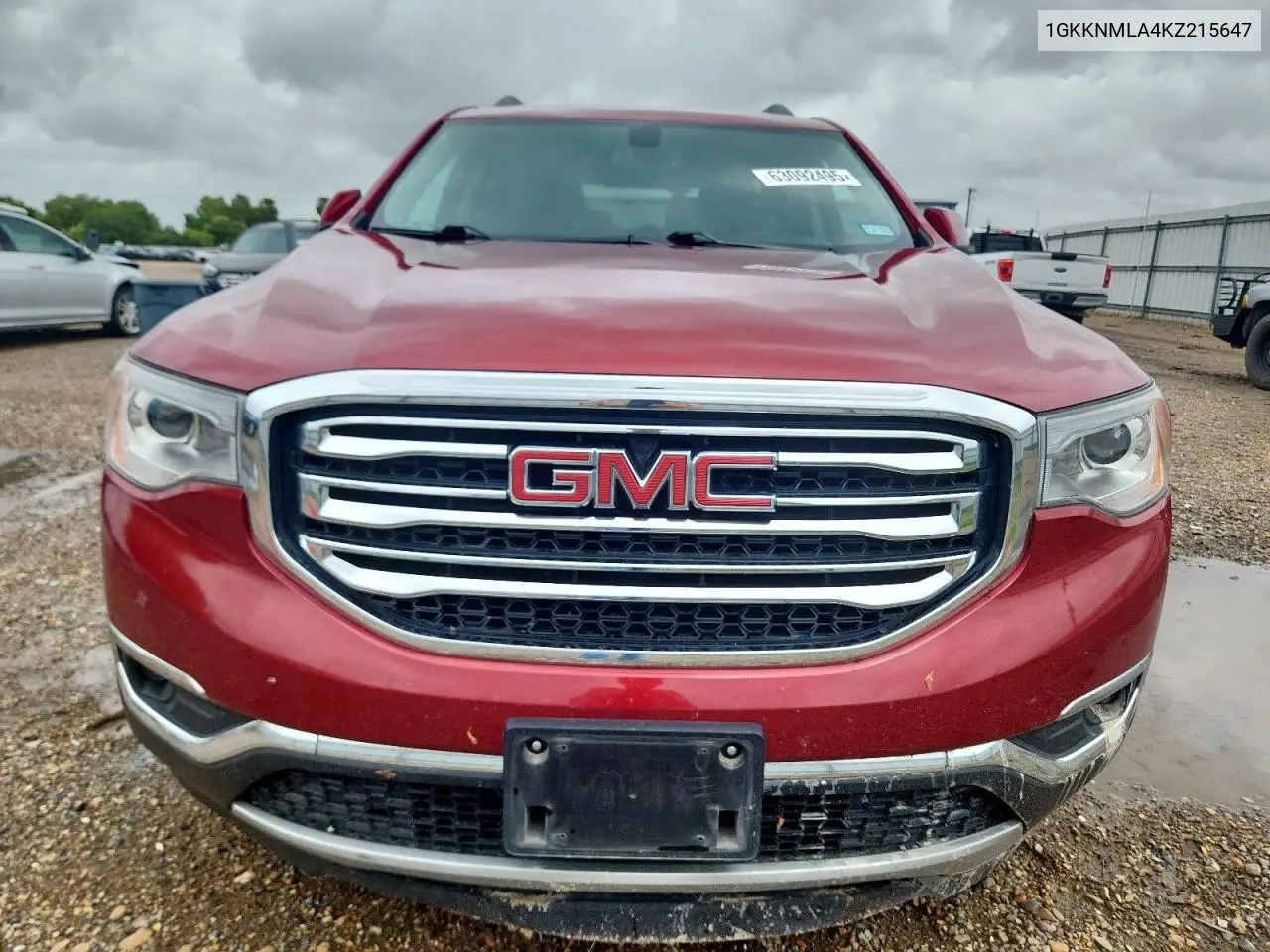 2019 GMC Acadia Slt-1 VIN: 1GKKNMLA4KZ215647 Lot: 63092495
