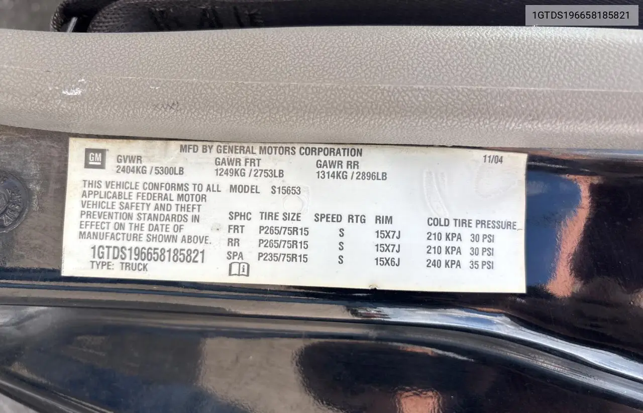 2005 GMC Canyon VIN: 1GTDS196658185821 Lot: 56483455
