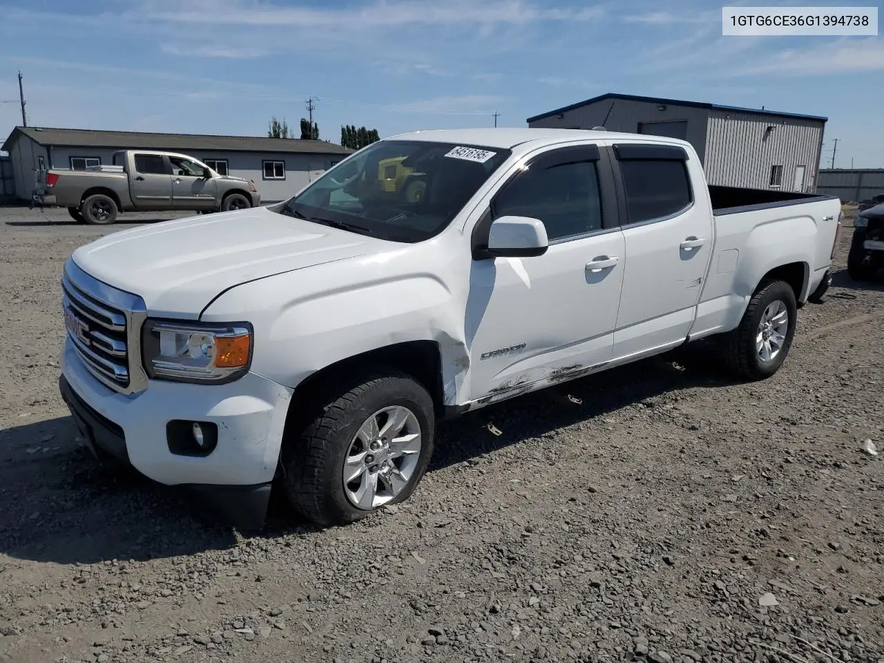 2016 GMC Canyon Sle VIN: 1GTG6CE36G1394738 Lot: 64516195