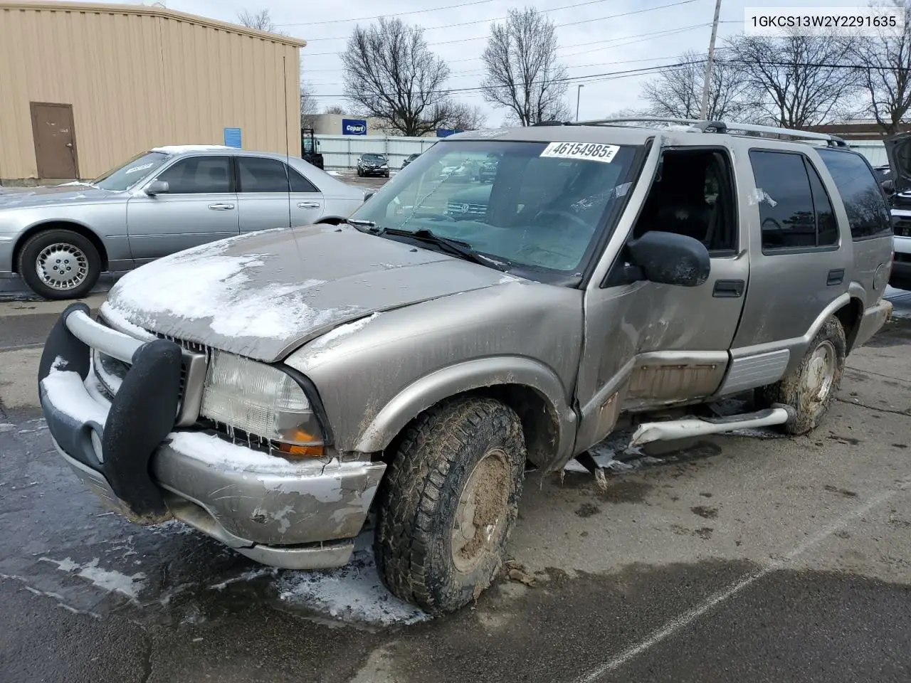 2000 GMC Jimmy VIN: 1GKCS13W2Y2291635 Lot: 55931505