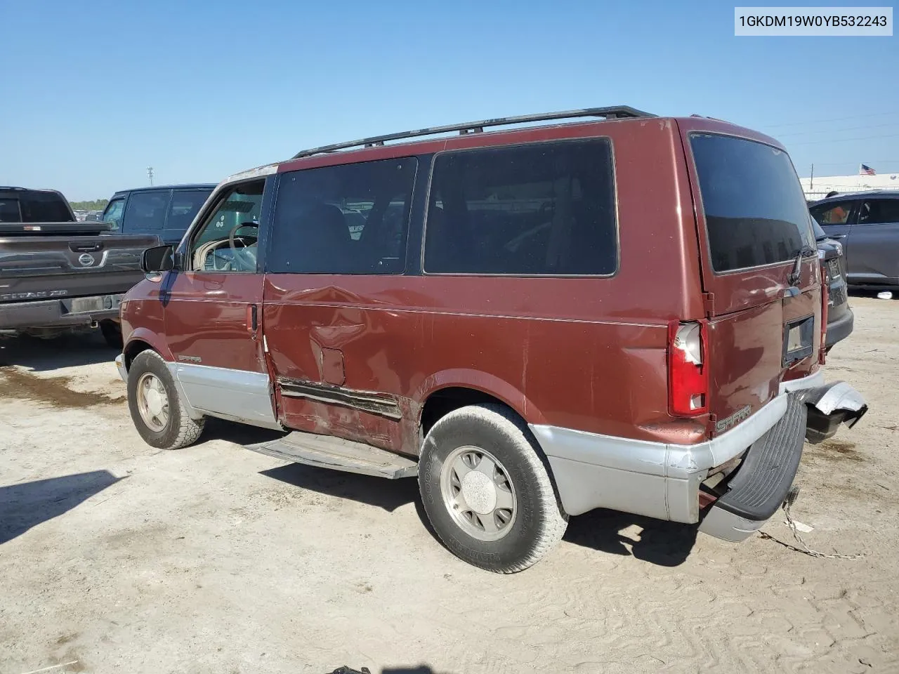 2000 GMC Safari Xt VIN: 1GKDM19W0YB532243 Lot: 77384054