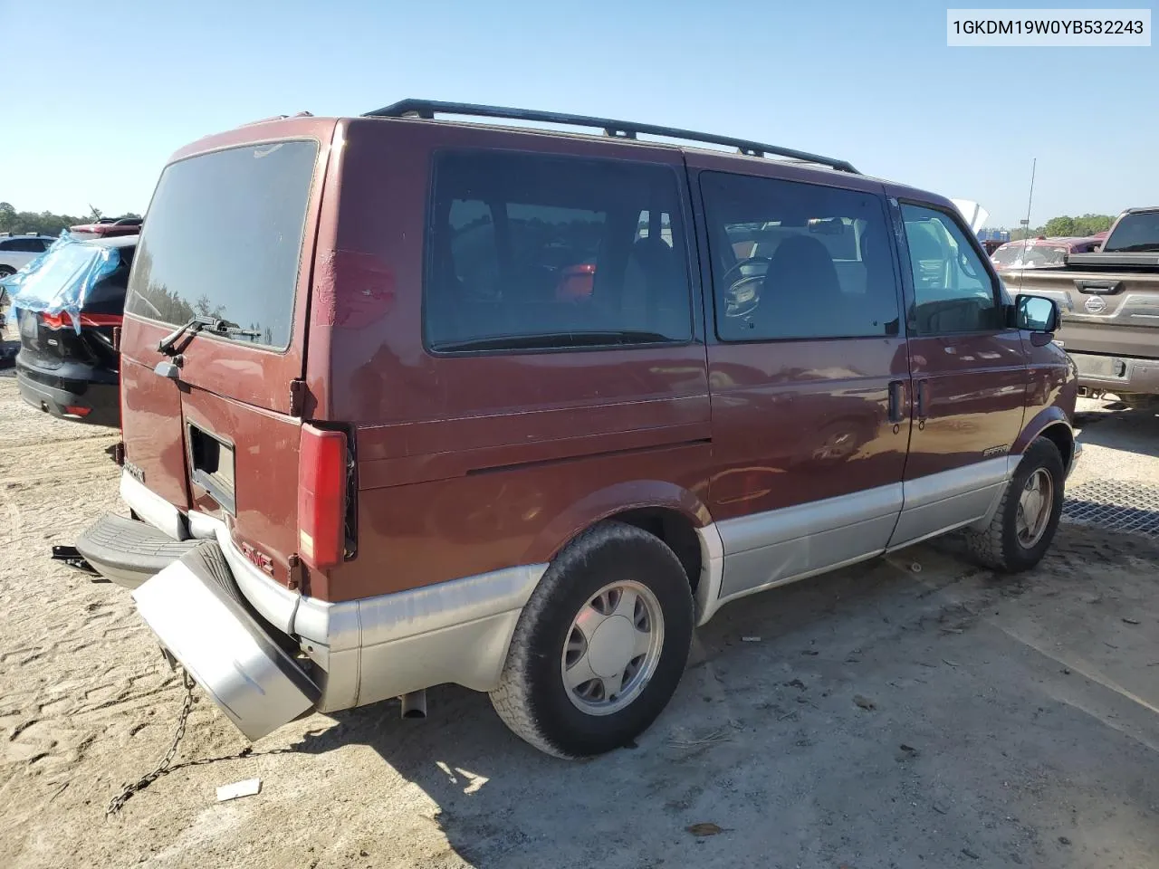 2000 GMC Safari Xt VIN: 1GKDM19W0YB532243 Lot: 77384054