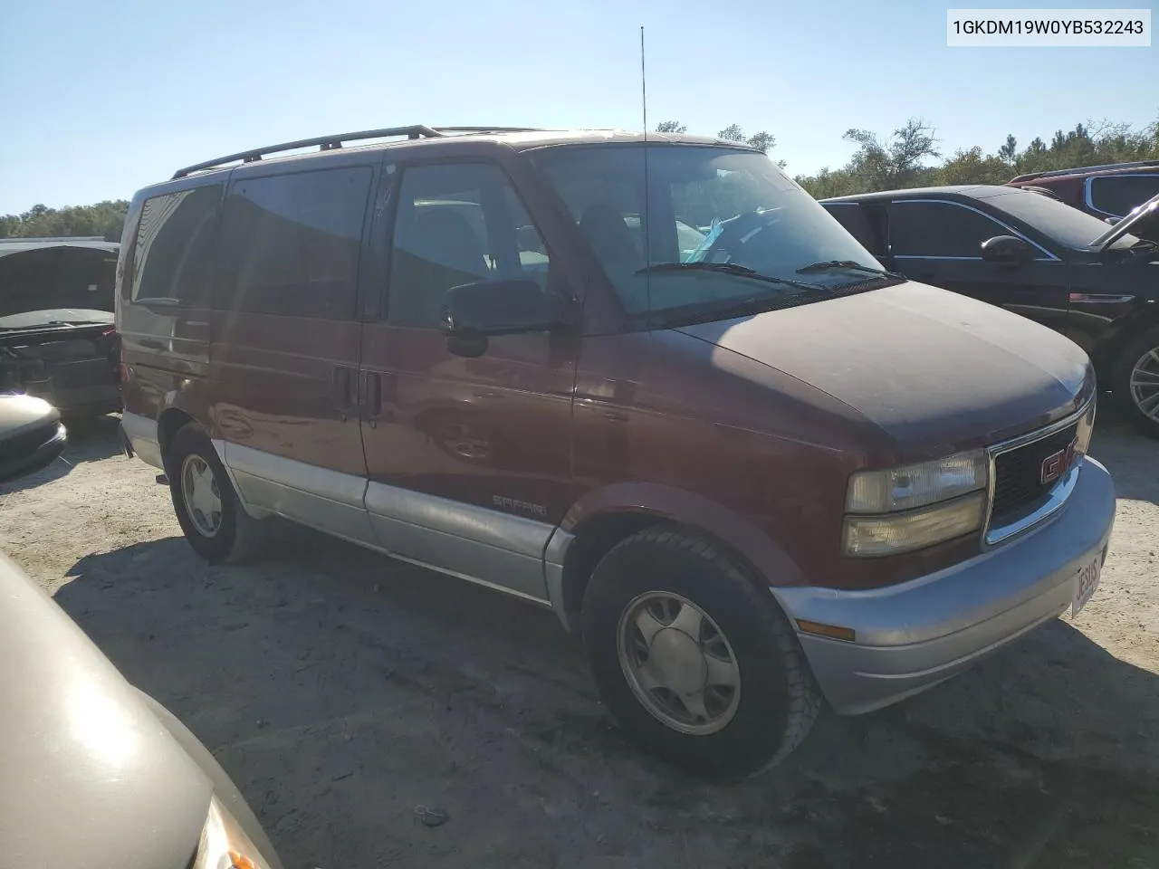 2000 GMC Safari Xt VIN: 1GKDM19W0YB532243 Lot: 77384054
