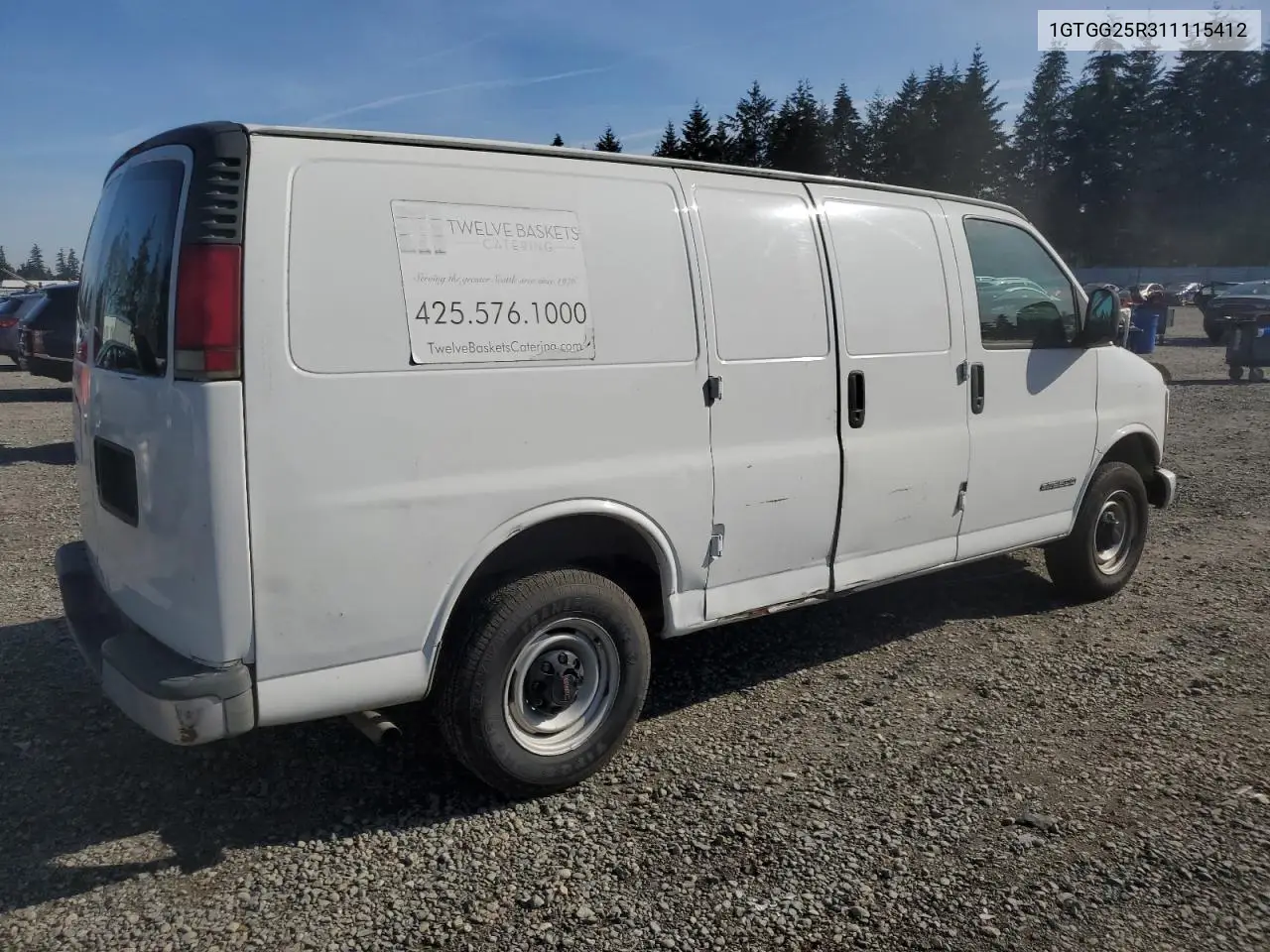 2001 GMC Savana G2500 VIN: 1GTGG25R311115412 Lot: 51871245