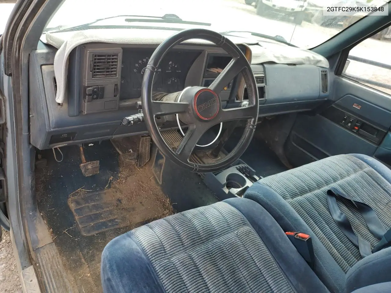 1989 GMC Sierra C2500 VIN: 2GTFC29K5K153848 Lot: 55354045
