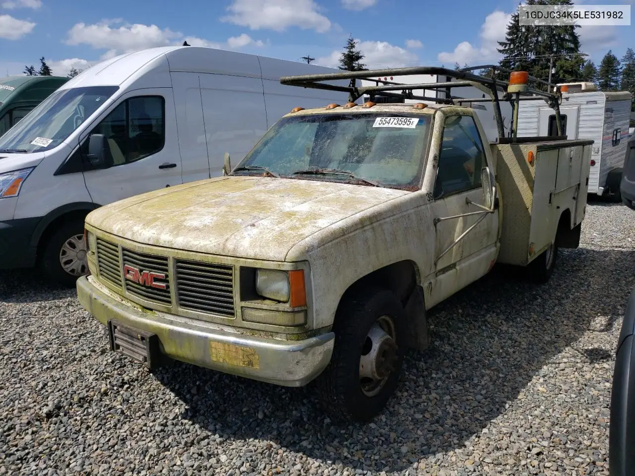 1990 GMC Sierra C3500 VIN: 1GDJC34K5LE531982 Lot: 55473595