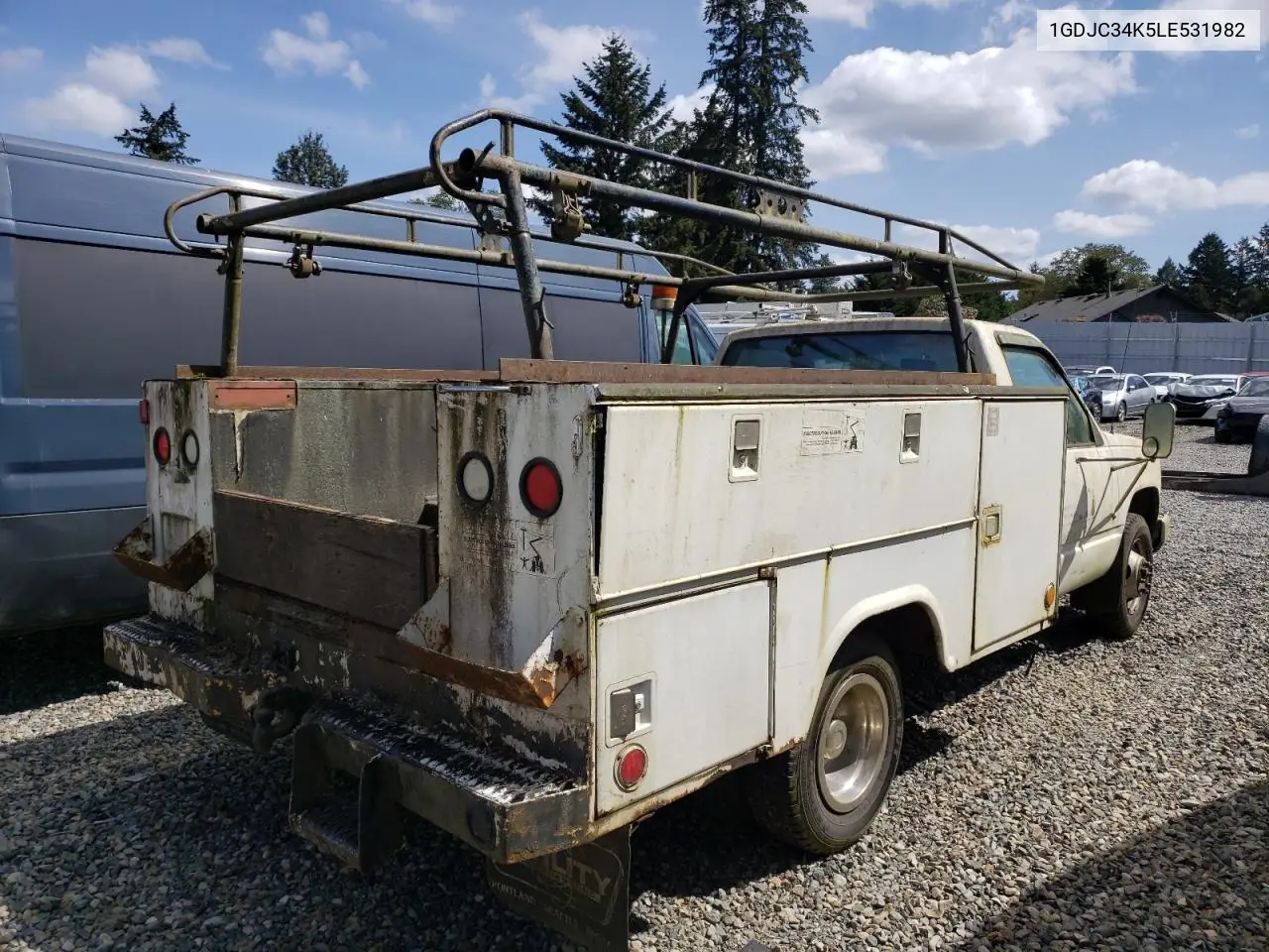 1990 GMC Sierra C3500 VIN: 1GDJC34K5LE531982 Lot: 55473595